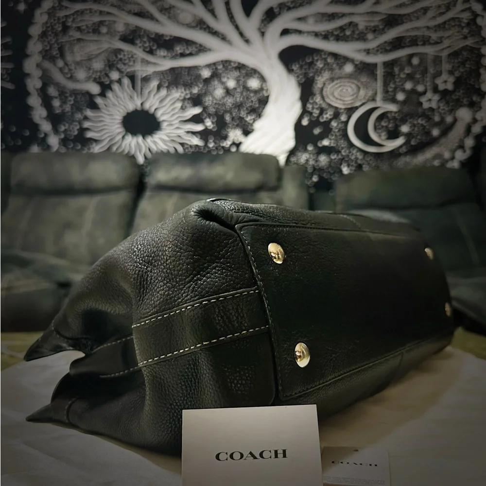 Vintage style Y2K Coach Black Leather Tote Bag shoulder bag - Picture 13 of 16